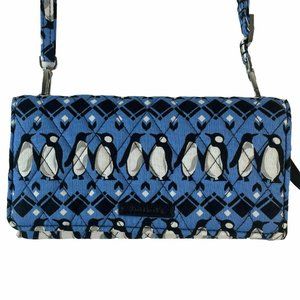 Vera Bradley Intarsia Blue Penguins Quilted Purse